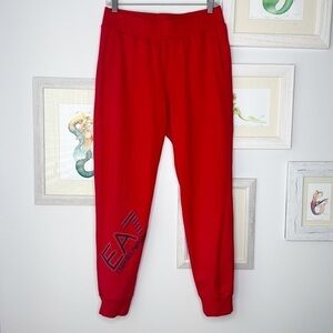 EMPORIO Armani EA7 Red Glitter Studded Joggers Women’s Medium